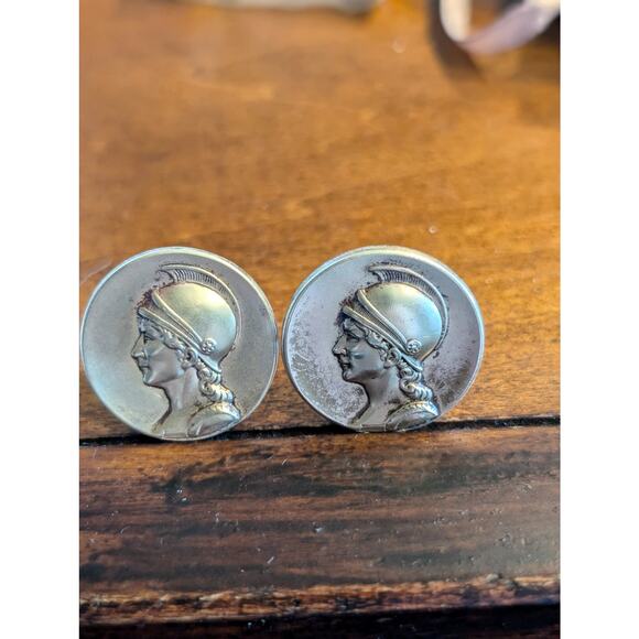 Vintage Roman Centurion Soldier Brass Cuff Links - Picture 7 of 8